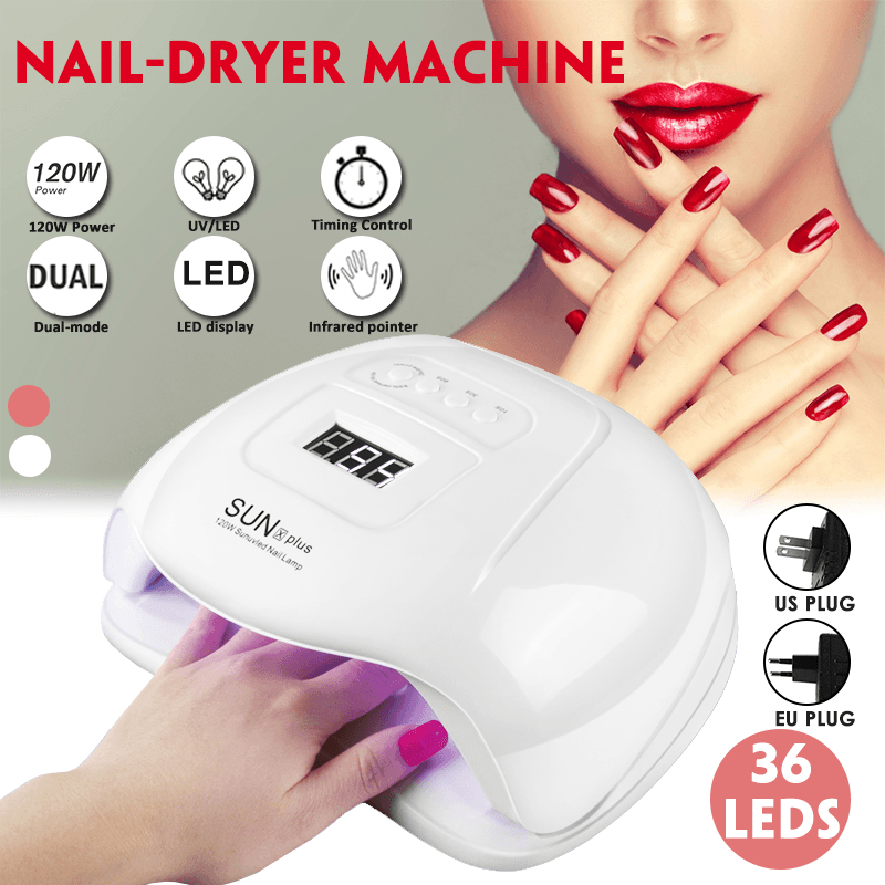 Machine de luminothérapie pour ongles 120 W Séchage rapide Vernis à ongles indolore Cuisson de colle Lampe UV