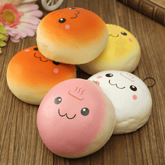 10CM Cute Smiling Expression Kawaii Squishy Bread Keychain Bag Phone Charm Strap