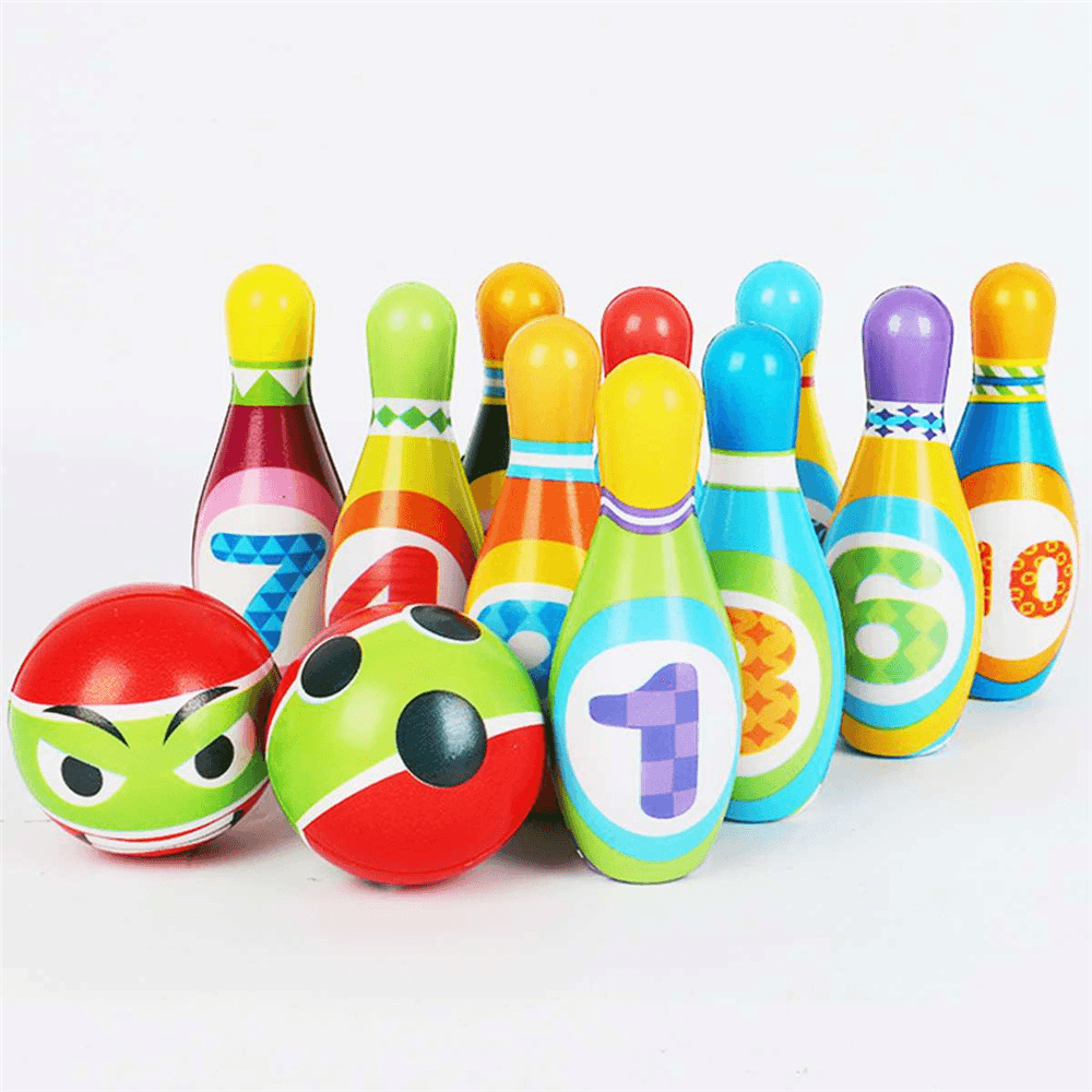 Lot de 12 mini-bowlings en PU souple pour enfants, jeu de sport d'intérieur en mousse sûre, jeu amusant pour la famille, cadeau