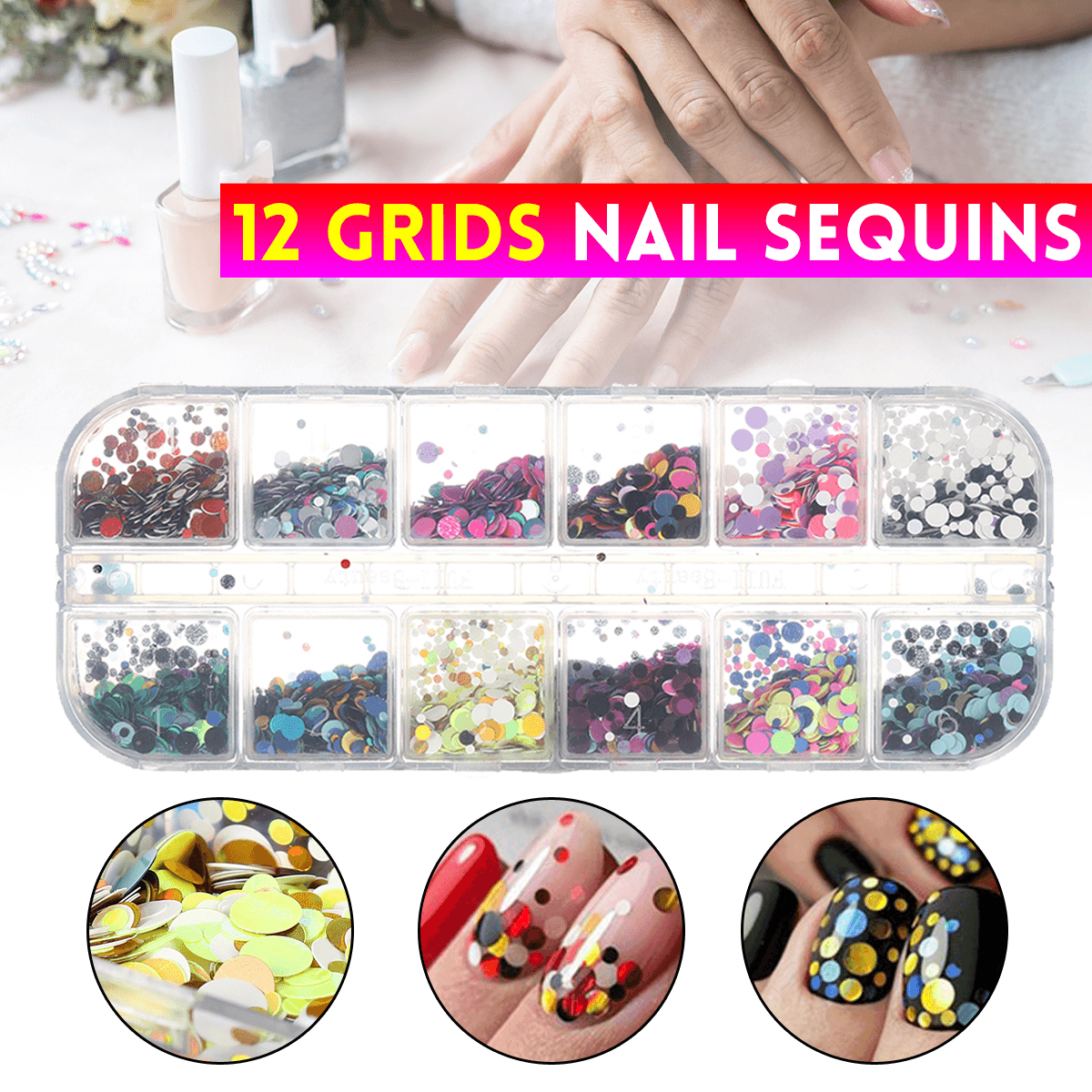 12 grilles Nail Art Paillettes Paillettes Paillettes Holographiques Décoration Flocon Miroir