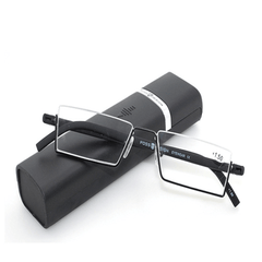 Support demi-monture pour lunettes de lecture en résine légère et durable, portable, noir, non anti-lumière bleue