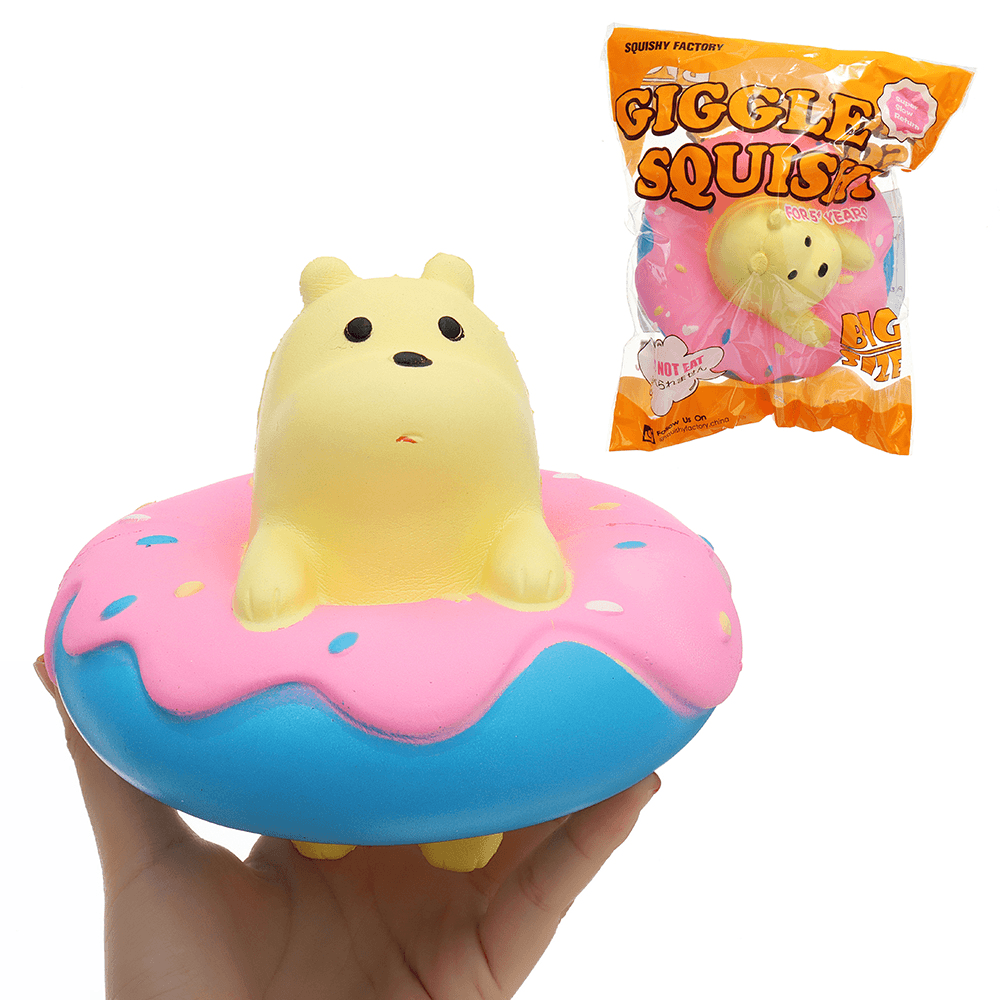 Giggle Donut Bear Squishy 13,5 x 6 x 15 cm à remontée lente avec emballage cadeau de collection