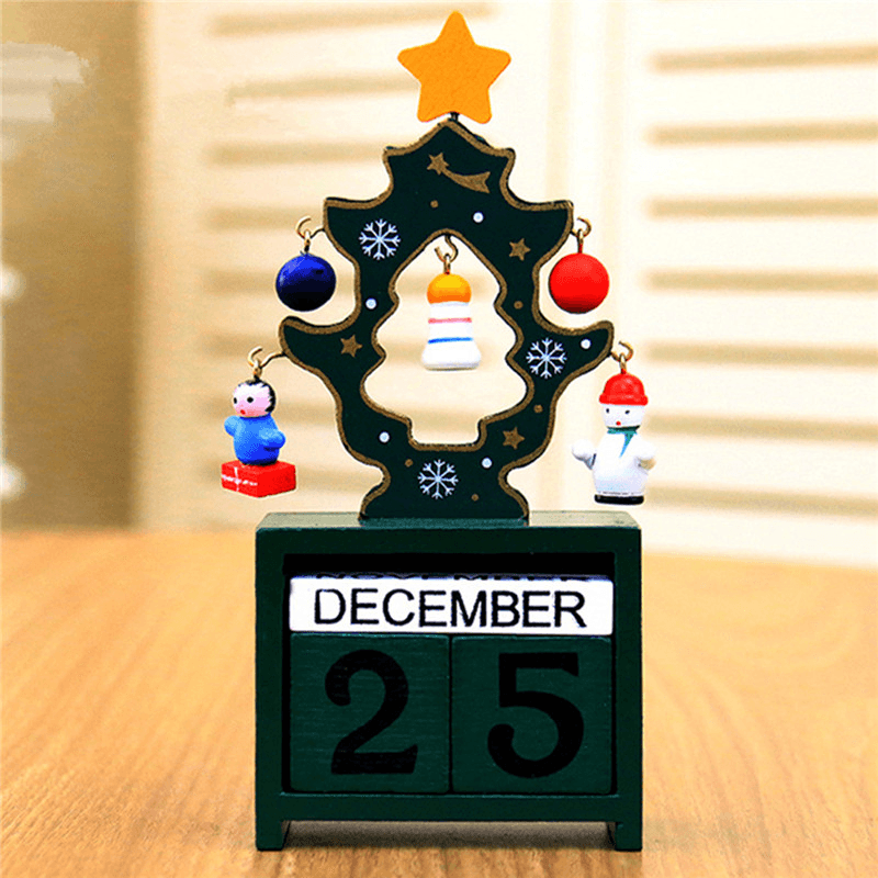 Mini calendrier en bois pour décoration de table et de bureau, cadeau créatif de Noël