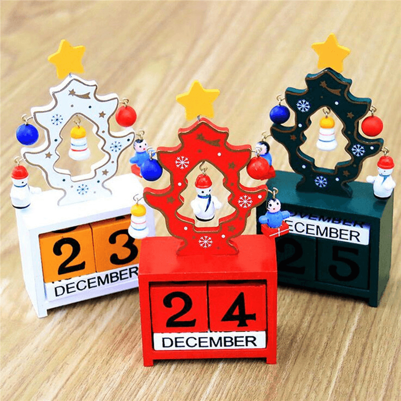 Mini calendrier en bois pour décoration de table et de bureau, cadeau créatif de Noël