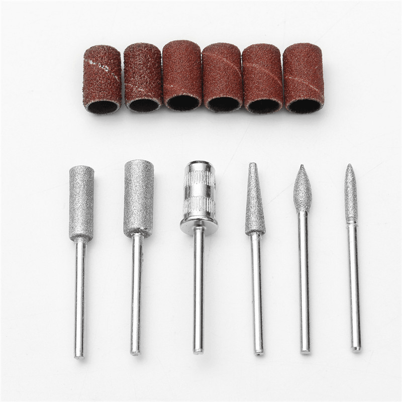 Perceuse à ongles électrique avec embouts métalliques, lime, meulage, polissage, gravure, découpe, machine de pédicure