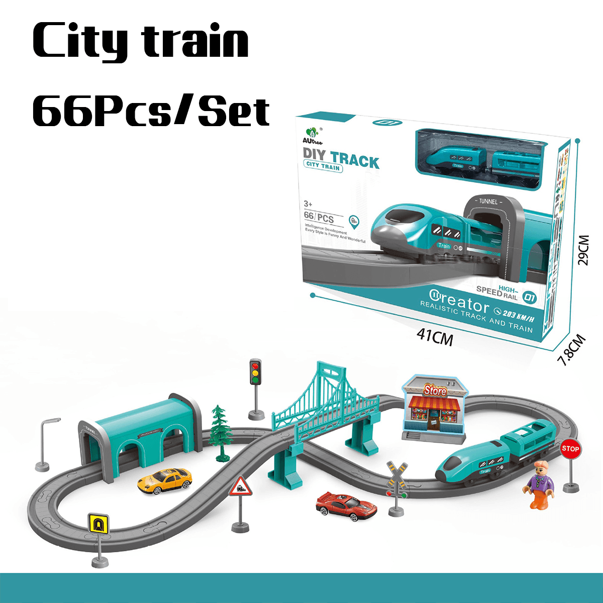 66/92 pièces multi-style bricolage assemblage piste train augmenter l'interaction parent-enfant ensemble de jouets avec effet sonore pour enfants cadeau