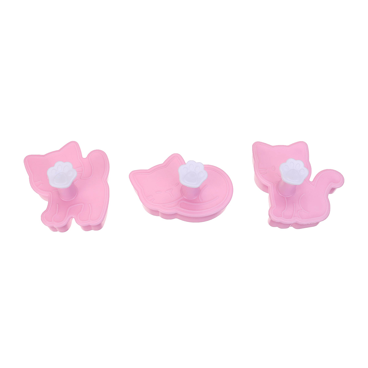 Juego de 3 cortadores de galletas con forma de gato, molde para fondant, para repostería, utensilios de cocina