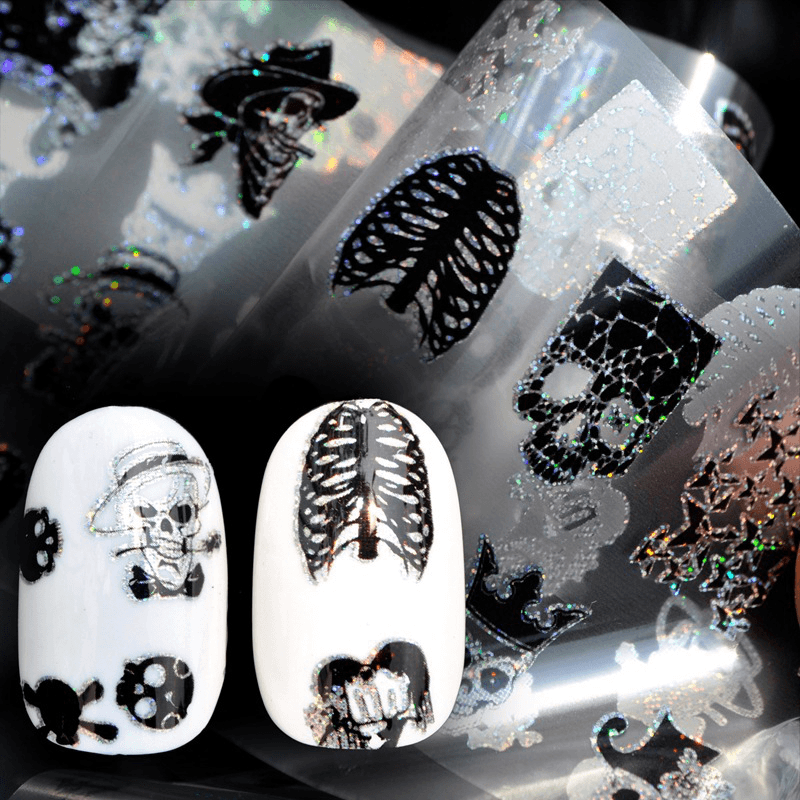 Autocollant pour ongles Dancingnail Motif tête de mort d'Halloween Style punk Zombie