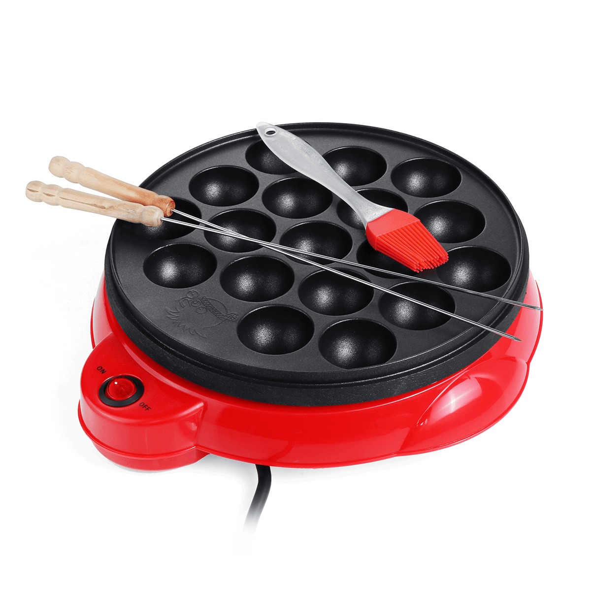 Mini parrilla eléctrica para hacer takoyaki con forma de bola de pulpo y 18 agujeros