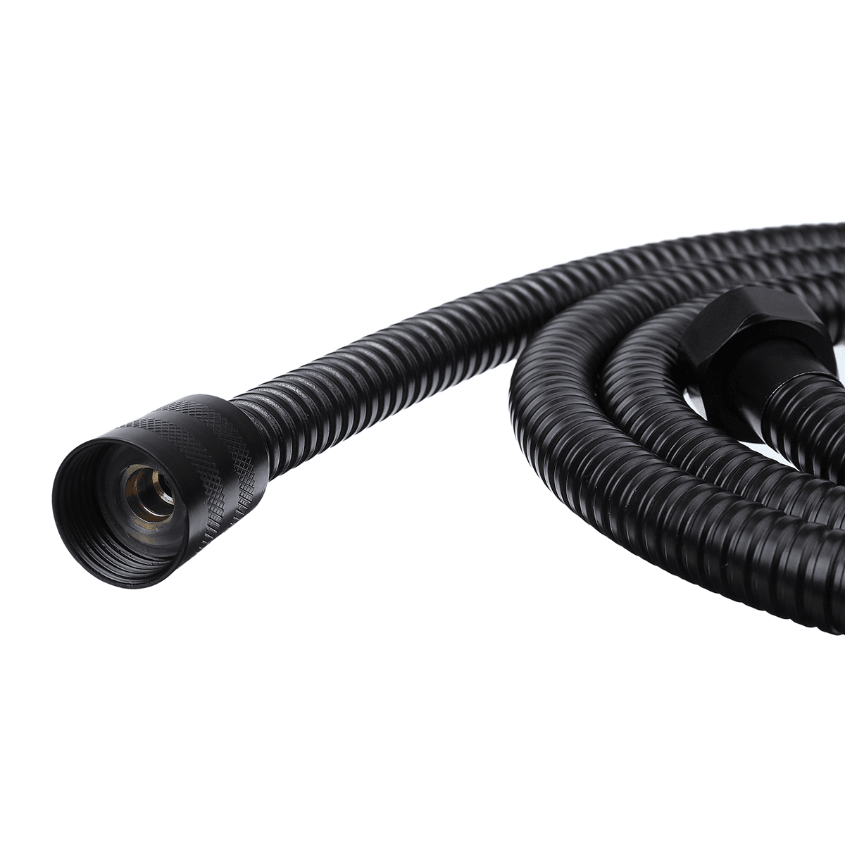 Tuyau de douche de salle de bain en acier inoxydable noir de 1,5 m, raccords de tuyau d'eau portatifs, tuyau de pomme de douche de remplacement, connexion G1/2 avec doubles boucles