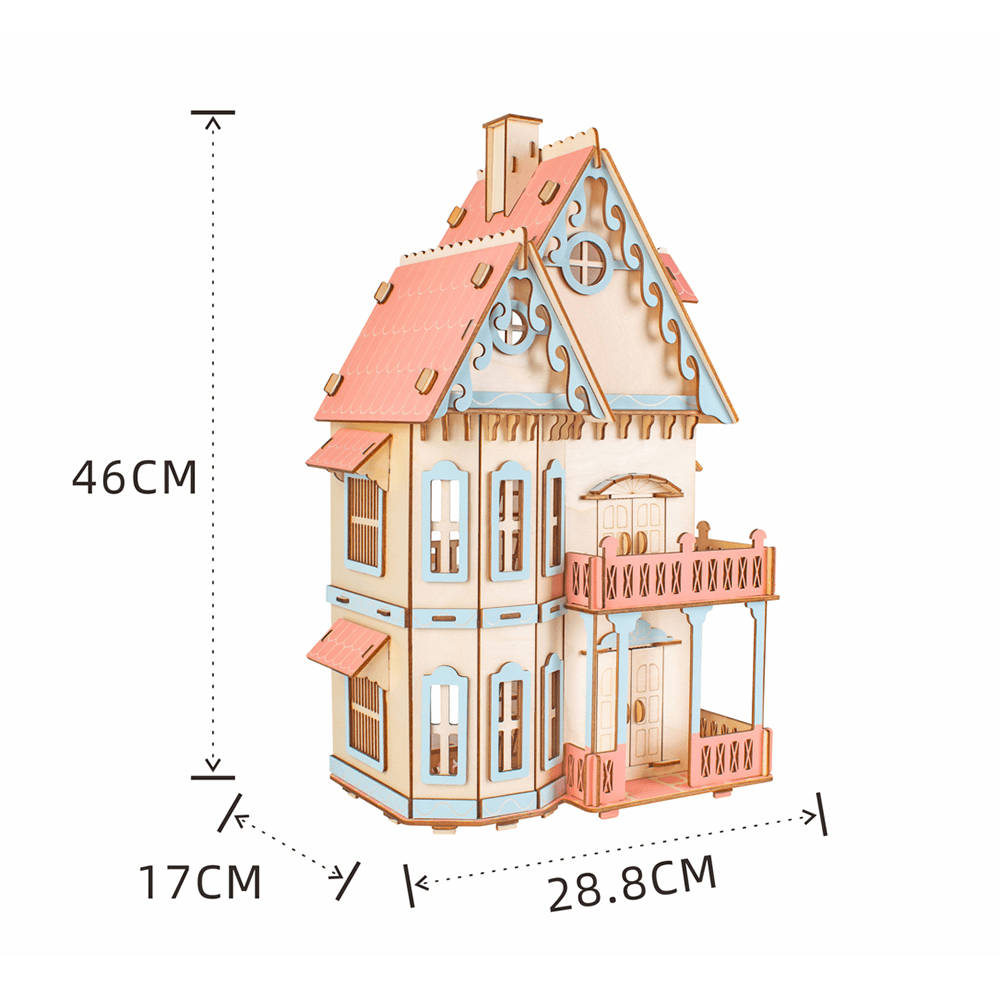 3D Wooden Simulation Assembly Building Model Gothic House/ Dream Villa/ St. Vasey Church for Children Toys