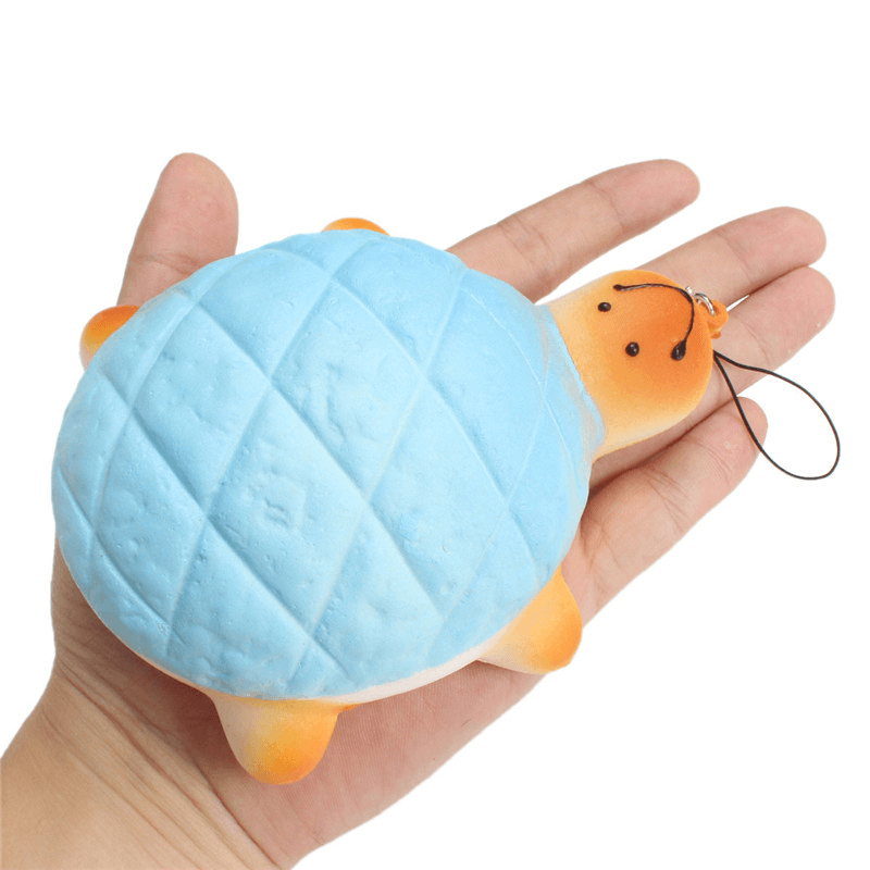 13Cm Soft Kawaii Cute Little Turtle Phone Bread Bun Squishy Charms with Rope Random Color