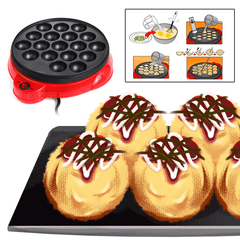 Mini parrilla eléctrica para hacer takoyaki con forma de bola de pulpo y 18 agujeros