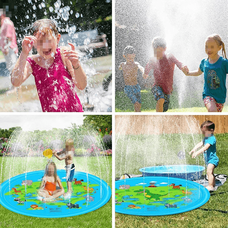 Colchoneta inflable para agua con borde redondo de dinosaurio azul de 170 cm, juguetes acuáticos para exteriores