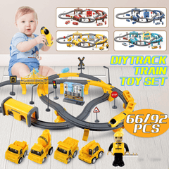 66/92 pièces multi-style bricolage assemblage piste train augmenter l'interaction parent-enfant ensemble de jouets avec effet sonore pour enfants cadeau