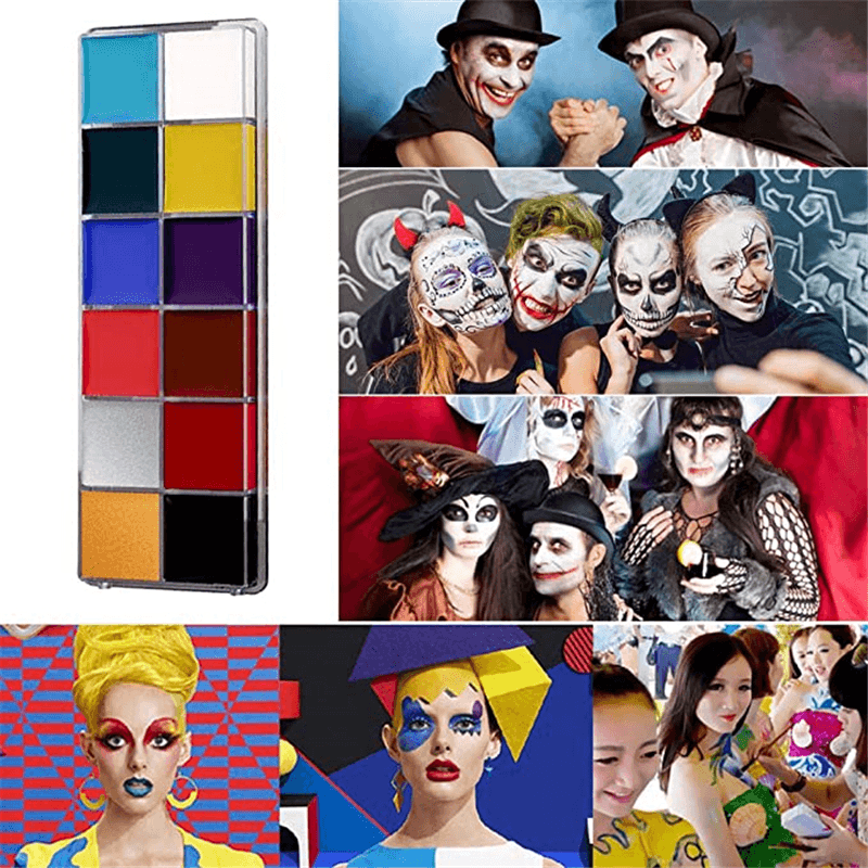 12 couleurs de peinture pour le visage et le corps, kits de peinture à l'huile pour le visage, peinture professionnelle, fête d'Halloween, maquillage fantaisie pour adultes et enfants