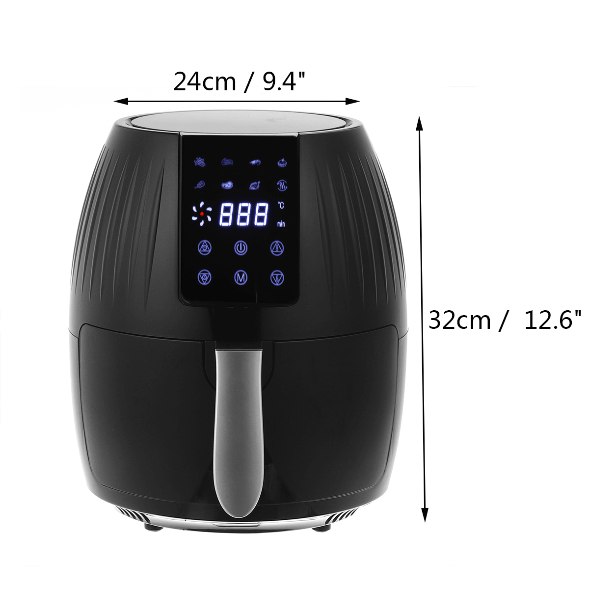 Friteuse à air chaud électrique 1300 W, four sans huile, grande capacité de 5,5 L, écran tactile, cycle de chauffage à 360 °, avec revêtement antiadhésif