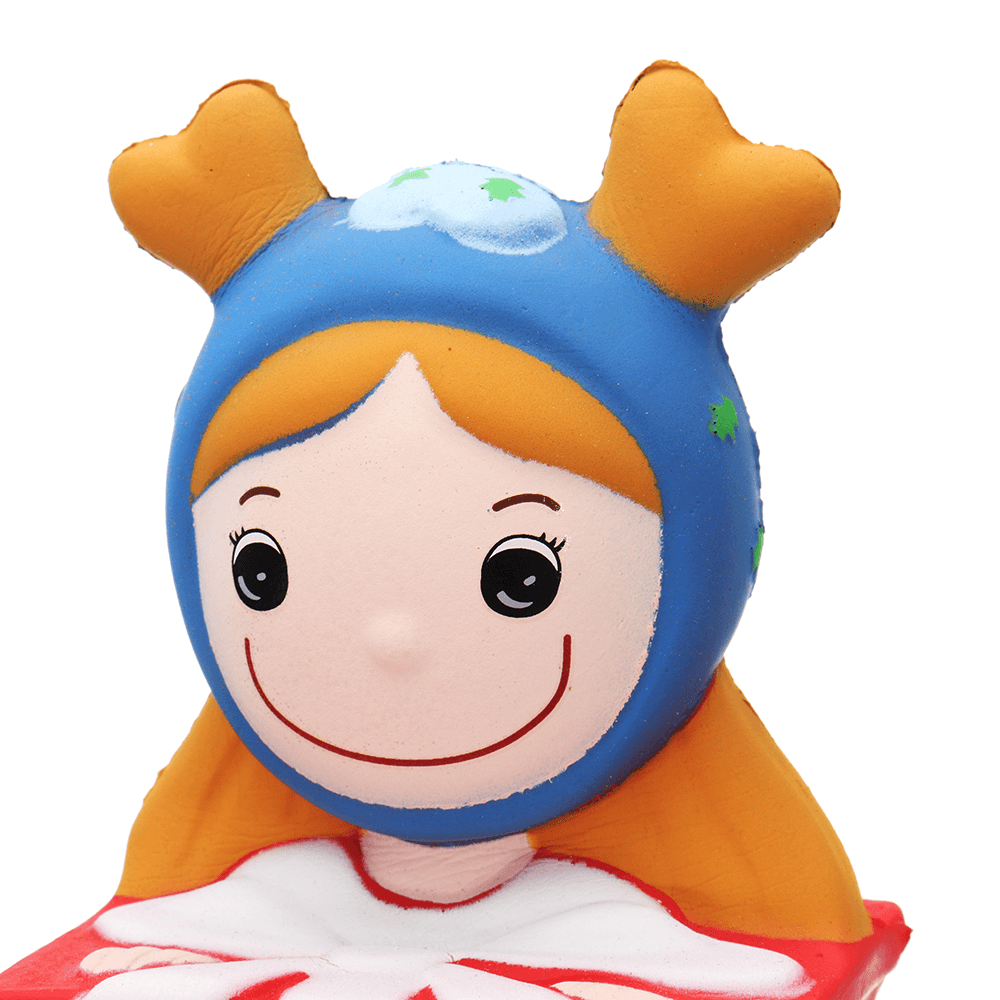 Christmas Elk Girl Squishy 14*7CM Slow Rising Soft Toy Gift Collection with Packaging