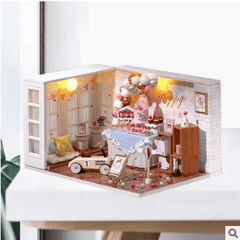 Kits de casa de muñecas en miniatura de madera para armar a mano, escala 1:32, con muebles y luz LED, para colección de regalos, decoración del hogar