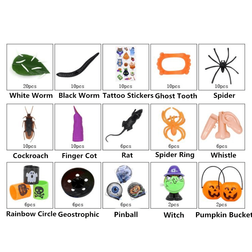 120PCS Mischievous Insect & Halloween Tricky Toys for Children'S Party Games