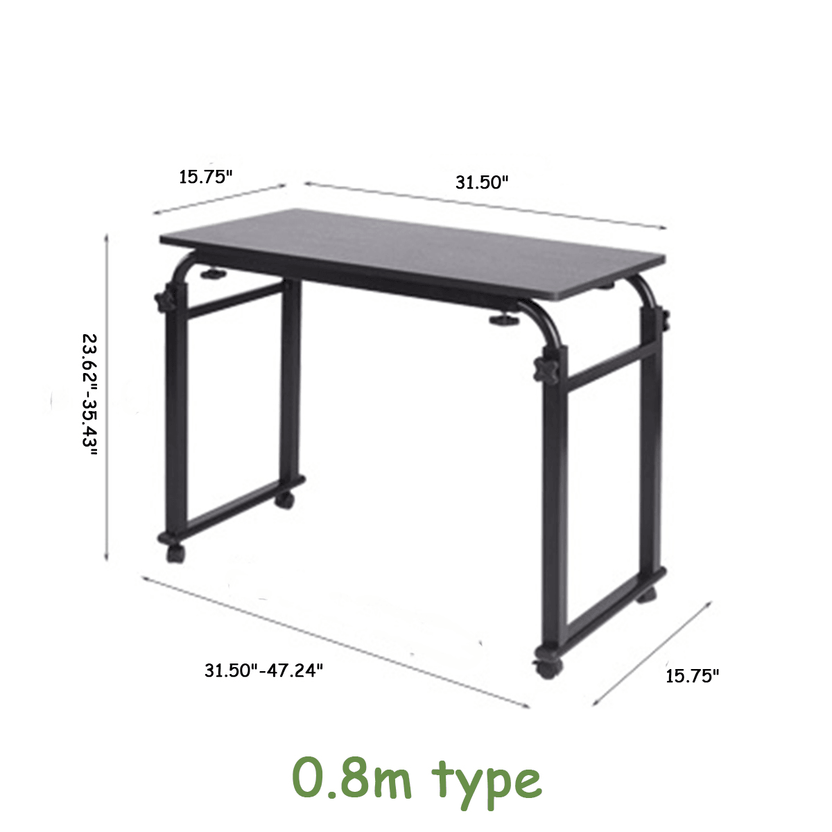 Adjustable Rolling Laptop Computer Desk Bed Desk over Bed Lap Desk Table Foldable Breakfast Serving Bed Tray with Wheels