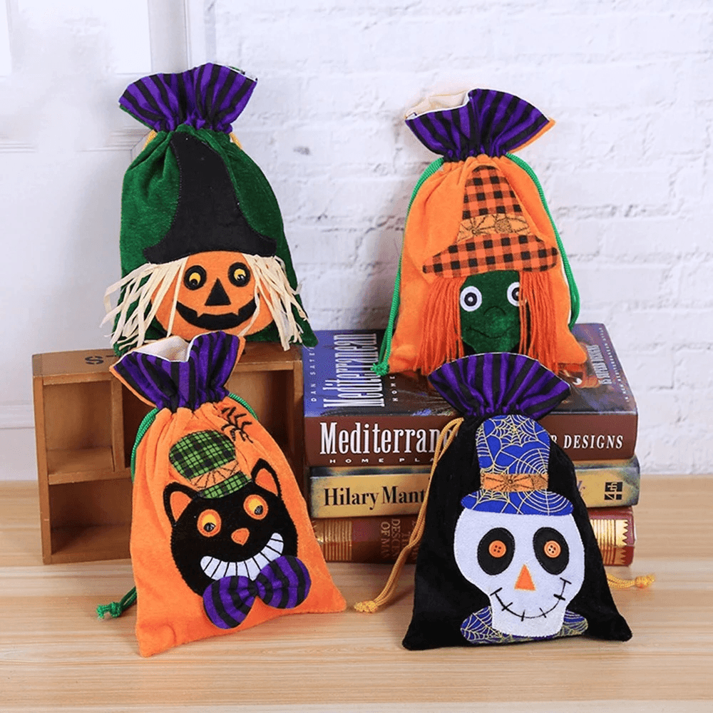 Bolsa de regalo de terciopelo para envolver dulces de chocolate para niños de Halloween