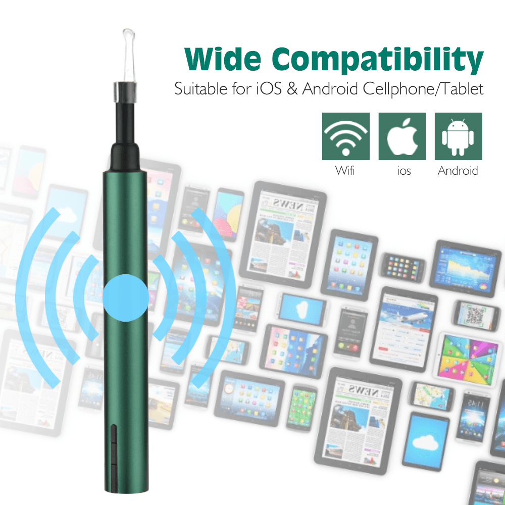 Otoscope sans fil Wifi 3,0 mm pour cure-oreille, caméra endoscopique, nettoyage lumineux du cérumen, inspection buccale, soins de santé, 3,0/5,0 MP