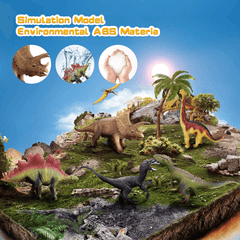 Jouets de dinosaures Figurines de dinosaures avec tapis de jeu et arbres d'activités, ensemble de jeu éducatif réaliste pour dinosaures pour créer un monde de dinosaures comprenant Triceratops, Velociraptor, pour enfants, garçons et filles