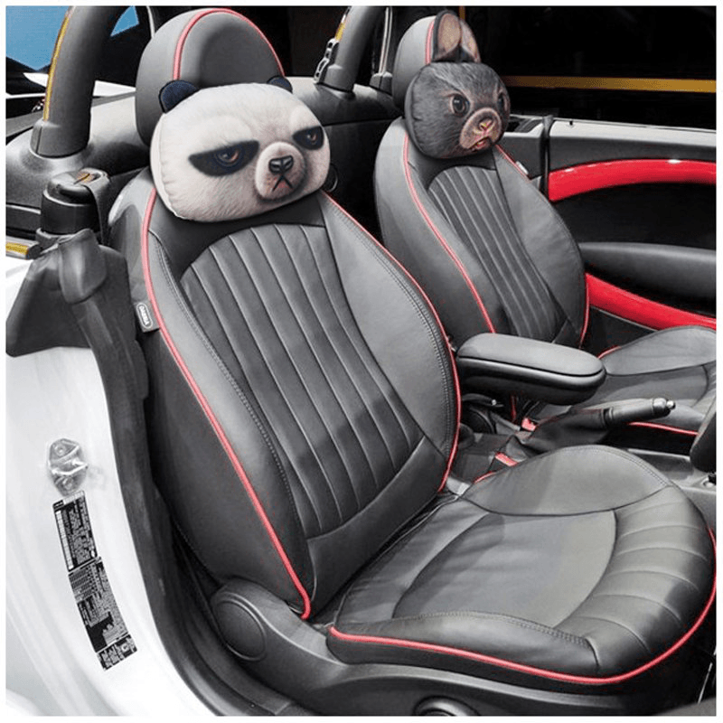 Appuie-tête de voiture 3D Husky confortable et respirant, oreiller de soutien du cou de dessin animé