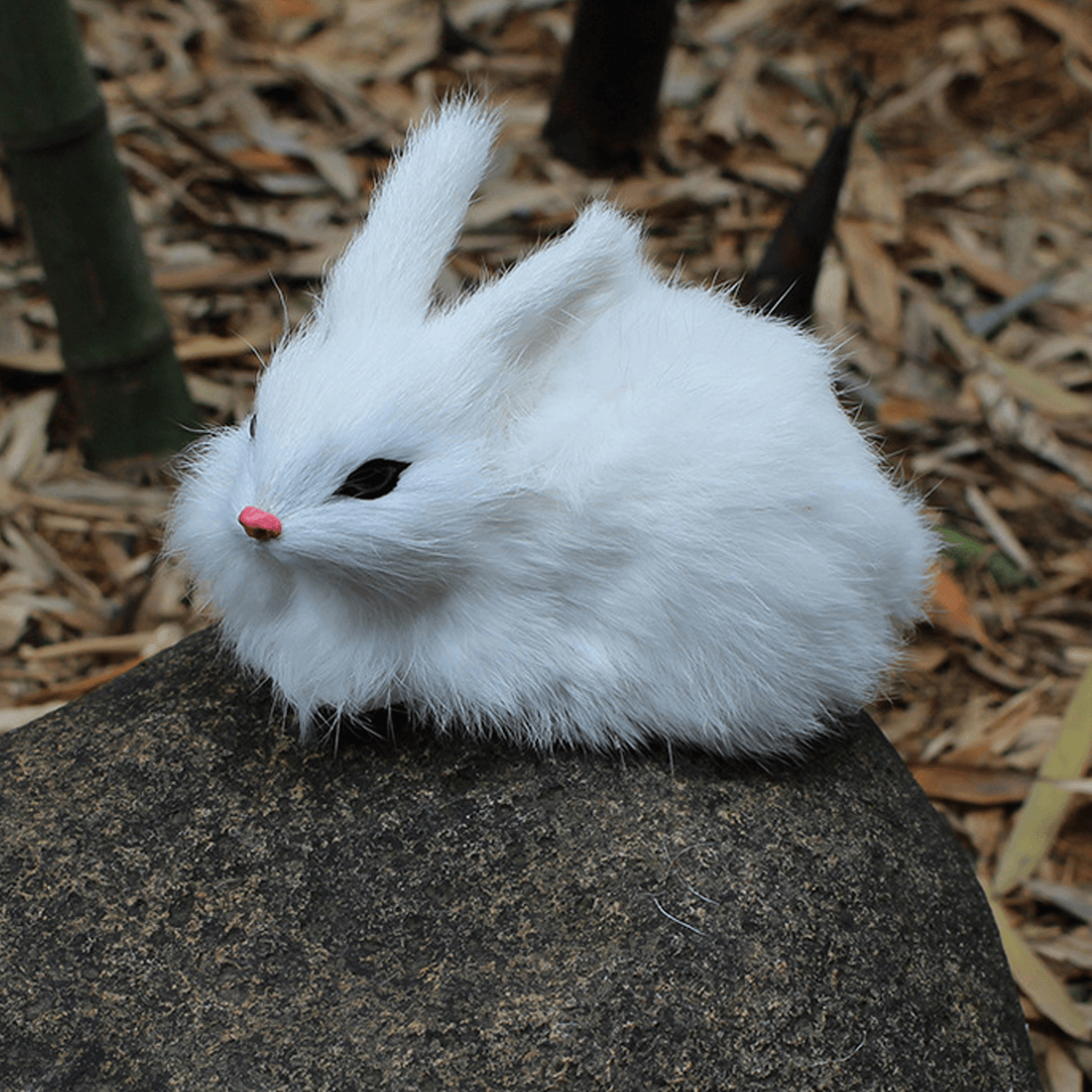 Conejo de peluche blanco mini realista de 15 cm, lindo y realista, conejito de Pascua peludo, juguete de peluche