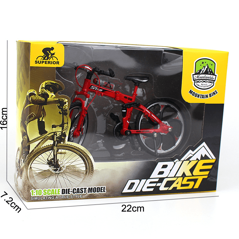 Modelo de bicicleta en miniatura a escala 1:10, bicicleta de montaña plegable que se puede abrir, modelo de aleación para carreras con curvas