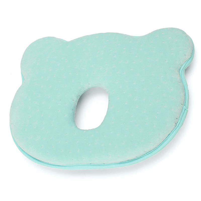 Almohada correctora para cabeza y vértebra cervical de algodón viscoelástico para recién nacidos, 22 x 26 x 3,5 cm, color azul y rosa