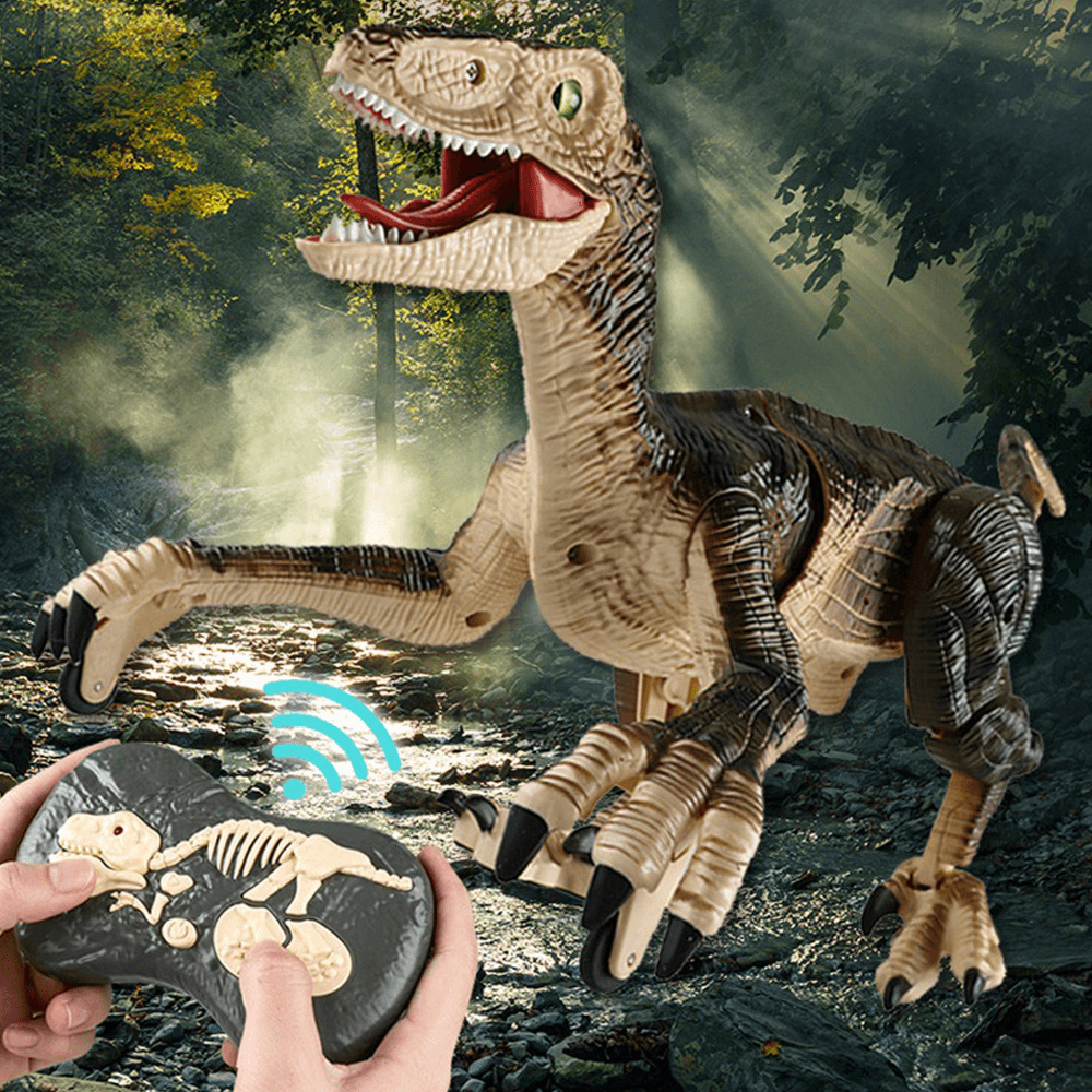 2.4G 5CH RC Raptors Velociraptor Dinosaure Électrique Marche Simulation Animal Télécommande Jurassic Dinobot Modèle avec Son et Lumières Jouet pour Enfants Cadeau