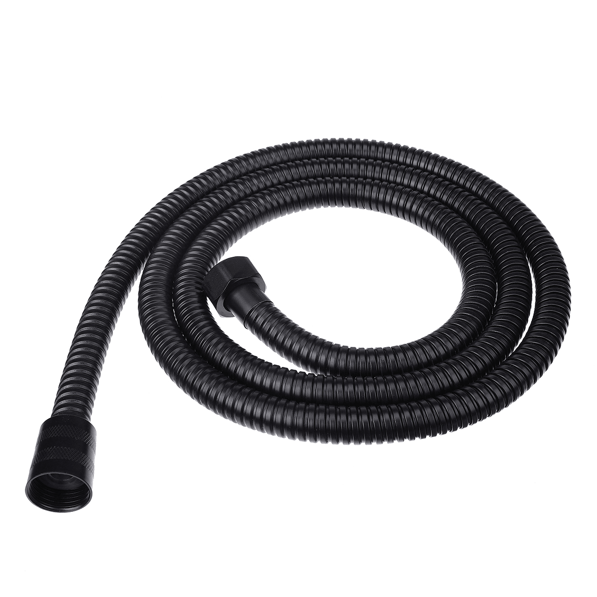 Tuyau de douche de salle de bain en acier inoxydable noir de 1,5 m, raccords de tuyau d'eau portatifs, tuyau de pomme de douche de remplacement, connexion G1/2 avec doubles boucles