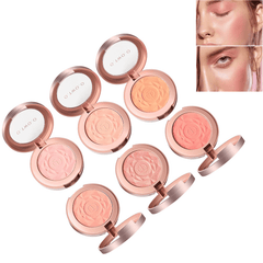 6 colores Maquillaje rosa Rubor facial Iluminador Polvo fino Rubor melocotón de larga duración