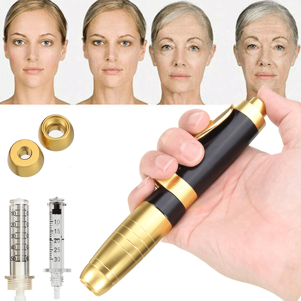 Tube de seringue à tête d'ampoule 2 en 1 de 0,3 ml/0,5 ml pour machine de beauté à stylo à acide hyaluronique sans aiguille