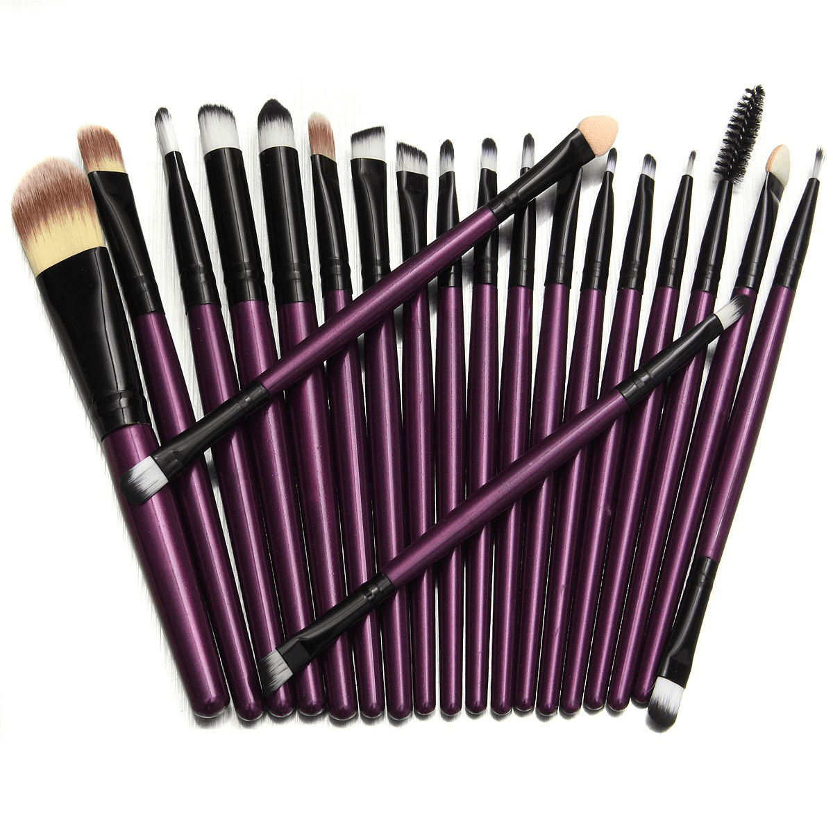 Kit de pinceaux de maquillage 20 pièces pour blush, fond de teint, fard à paupières liquide, eye-liner, poudre cosmétique