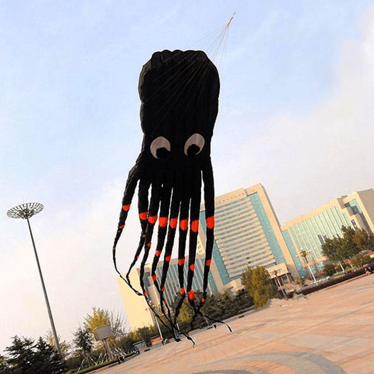 3D 26Ft 8M Single Line Black Octopus POWER Sport Huge Soft Kite Outdoor Toy