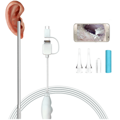 Cure-oreille 3 en 1 pour nettoyage des oreilles, endoscope, cuillère auriculaire visuelle HD, cure-oreille multifonction avec mini lentille, outils de nettoyage des oreilles adaptés à USB Android Type-C