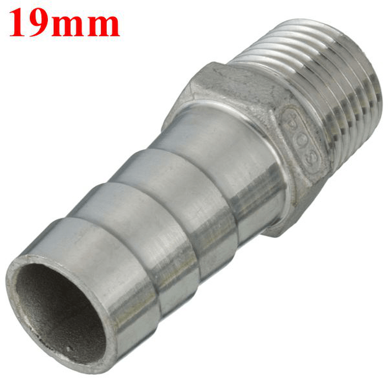 Adaptateur de connecteur de queue de tuyau cannelé à filetage mâle de 1/2 pouce de 68 mm à 19 mm