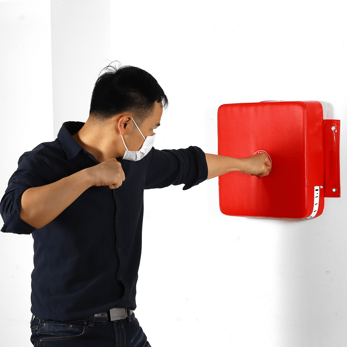 Saco de boxeo para entrenamiento de pared, con almohadilla blanda y objetivo cuadrado, para entrenamiento de fitness, color rojo