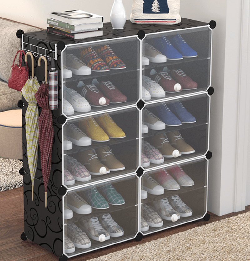 Armoire à chaussures transparente à 6 niveaux, style simple et moderne