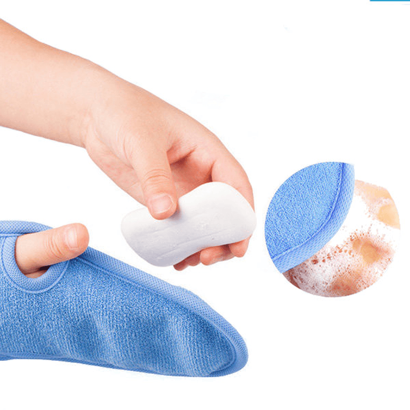 1pc Serviette de bain exfoliante Gants de bain exfoliants Outil de douche de salle de bain à frottement double face