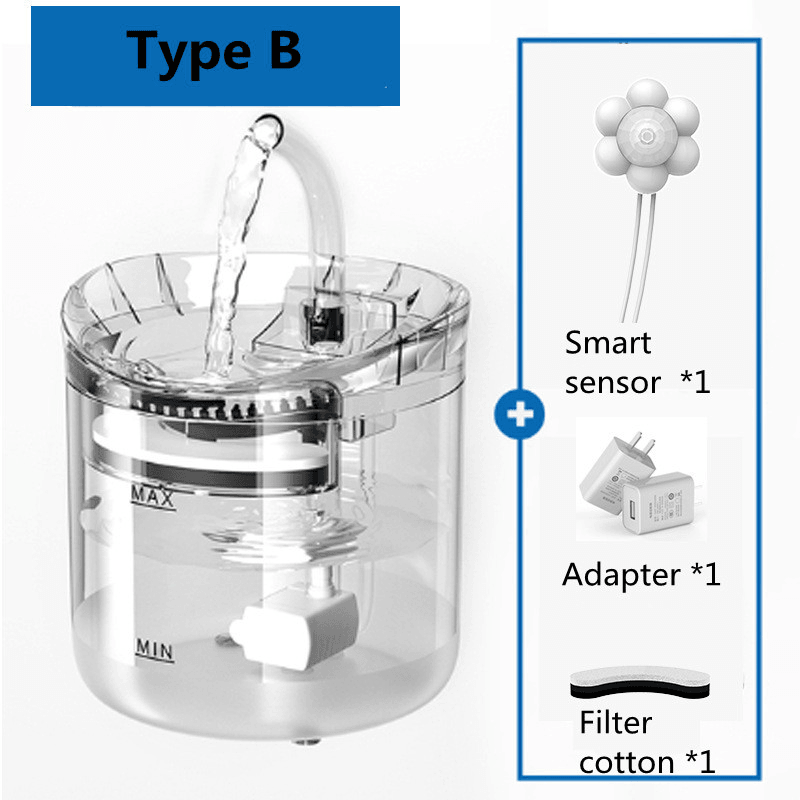 Distributeur d'eau pour animaux de compagnie de 1,8 L avec filtre à circulation automatique