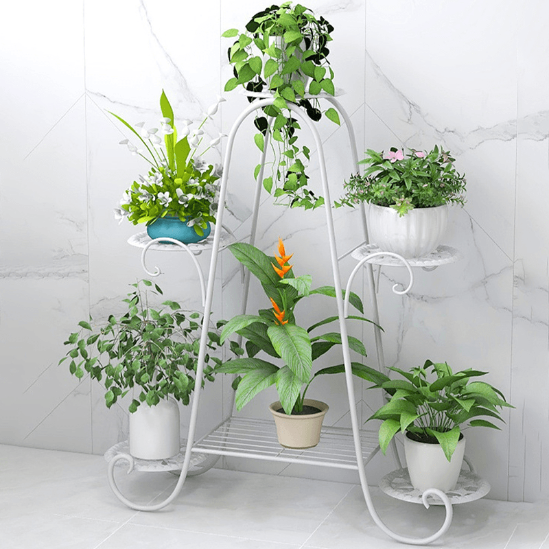 Estantería de hierro forjado para plantas con 6 niveles para flores, para interiores, creativa