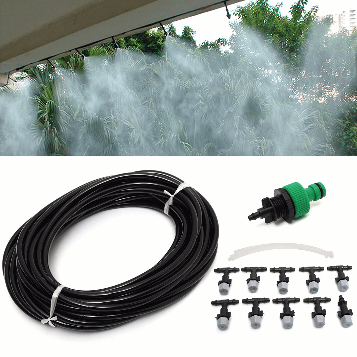 10M 33Ft Gardening Plant Micro Drip Irrigation System Patio Atomization Micro Sprinkler Cooling Kit