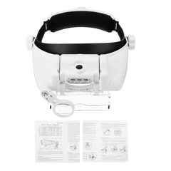 1.5X 2.0X 8X Headband Magnifying Glass Bracket 3 LED Light Protable Helmet Illuminated Magnifier