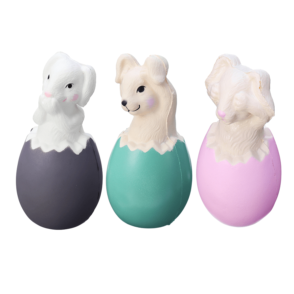 Œuf de lapin squishy de 13 cm avec sac fantaisie, jouet à presser, cadeau de Noël