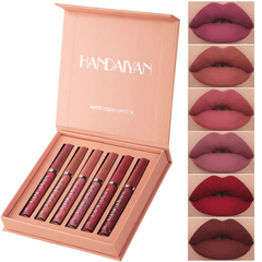 HANDAIYAN 6 Couleurs/Boîte Kit de Rouge à Lèvres Liquide Mat Ensemble de Maquillage pour Femmes Rouge à Lèvres Mat Lèvres Beauté Maquillage Cosmétiques Teinte Brillant à Lèvres Imperméable