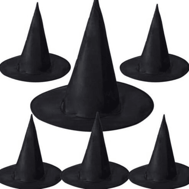 Sombrero puntiagudo negro de bruja de Halloween, disfraces de cosplay para niños adultos, 37 x 38 cm